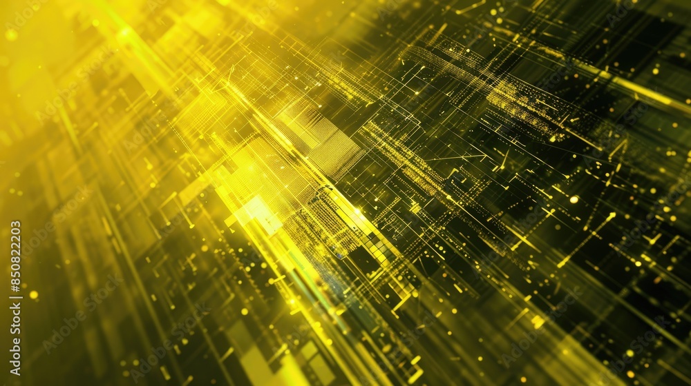 Poster the image is a circuit board. the background is black and the circuit board is yellow. the circuit b