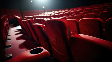 "Intimate Cinema Experience in Red Seats"