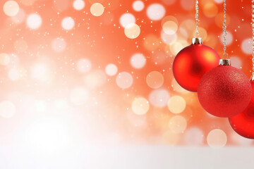 Fototapeta premium Sparkling Festive Spirit: Red Christmas Ornaments