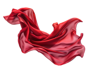 Silk fabric flowing on transparent background background