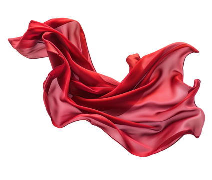 Silk fabric flowing on transparent background background