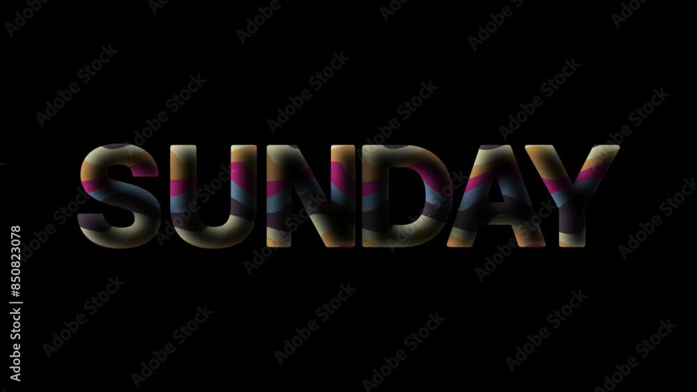 Aufkleber Sunday text with wave effect on plain black background