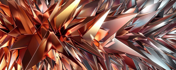 Abstract background with sharp, spiky shapes in metallic colors.