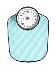 One bathroom scale isolated on white, top view