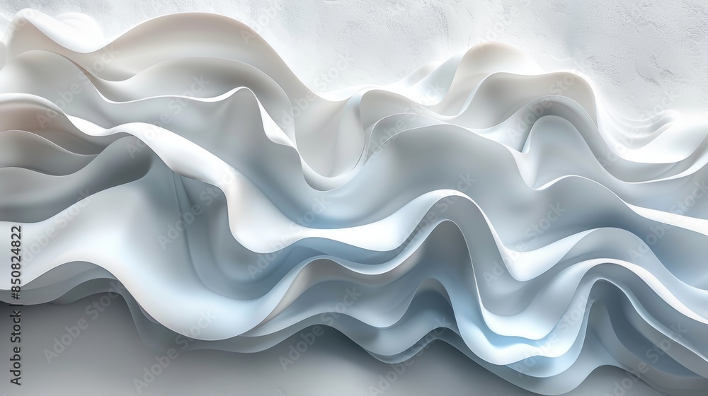 Poster white abstract pattern on a white background with flowing shapes and soft textures