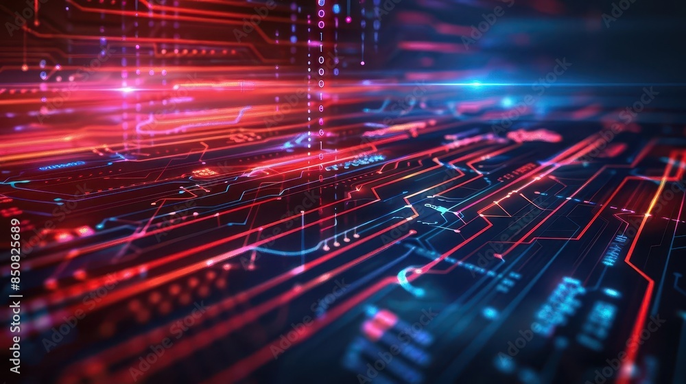Aufkleber abstract digital technology banner with futuristic circuit board elements vector background