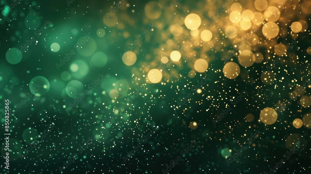 Poster abstract emerald green and gold bokeh blur background defocused shimmering overlay texture digital a