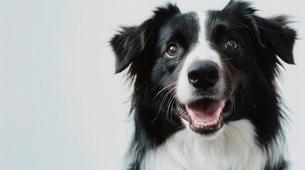 Fototapeta premium adorable smiling dog portrait cute pet photography on white