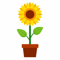 Obraz premium sunflower flower cartoon style vector art illustration.