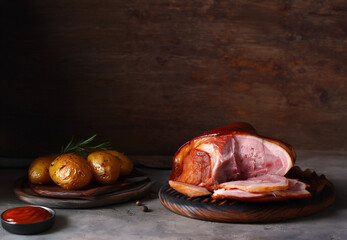 baked pork knuckle with mustard and cabbage