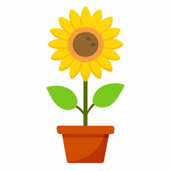 Obraz premium sunflower flower cartoon style vector art illustration.
