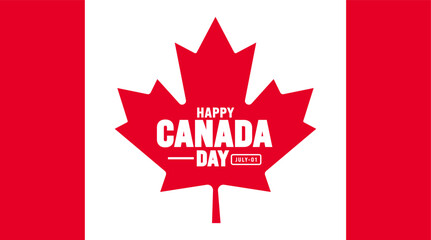 1 July is Happy Canada Day background template with Canada flag maple leaf. Holiday concept. use to background, banner, placard, card, and poster design. celebrating Canada independence day banner.