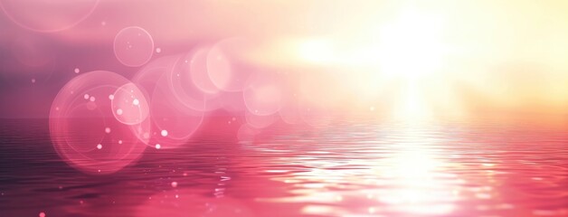 Serene Pink Sunset Over Calm Ocean Waters