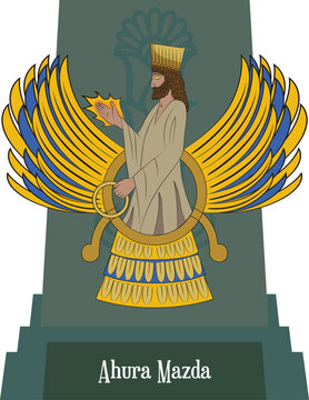 Illustration vector isolated of Persian Mythical god, Ahura Mazda, Creator god, highest deity