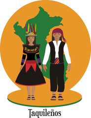 Illustration vector isolated of peruvian native people, Taquileños indigenous races.