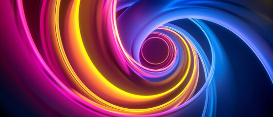 Obraz premium Glowing ribbons of pink, purple, blue, and orange intertwine, creating a mesmerizing, flowing abstract pattern against a dark backdrop.