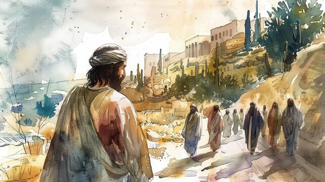 biblical illustration of jesus return to nazareth watercolor life of christ series