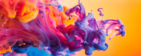 Abstract background with vibrant, liquid ink swirls in bold hues.