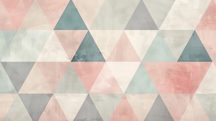 Minimalist abstract geometric pattern featuring interlocking triangles in pastel shades, offering a clean and stylish design.
