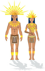 Illustration vector isolated of Tairona, Colombian native people indigenous.