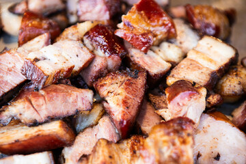 meat on the grill, shish kebab on the grill