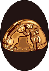 Illustration vector isolated of helmet Quimbaya, indigenous gold sculpture, Colombia.