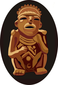 Illustration vector isolated of canastero Calima, indigenous clay sculpture, Colombia