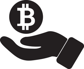 bitcoin glyph icon, Bitcoin cryptocurrency symbol icon.