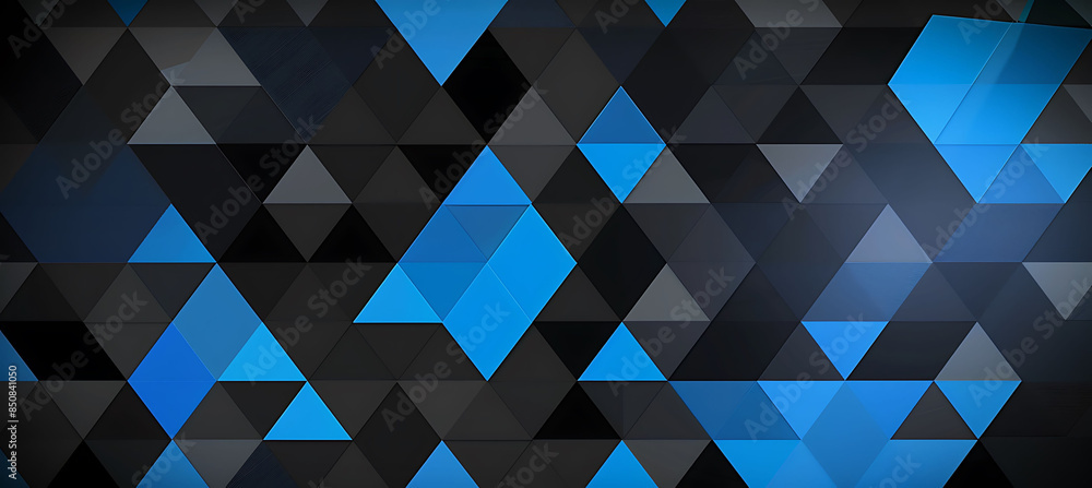 Wall mural bold geometry: blue and black triangle pattern wallpaper