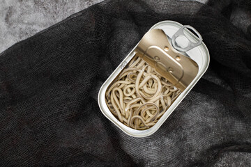 boiled gulas with garlic in iron box