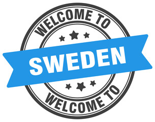 Obraz premium Welcome to Sweden stamp. Sweden round sign