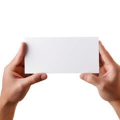 Obraz premium Hands holding a white card realistic PNG