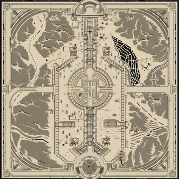 Fantasy Tabletop Adventure DND Battle Map with Miniatures Gen AI