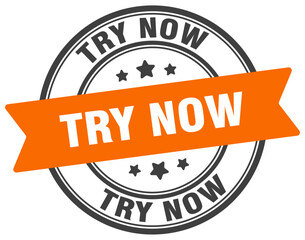 try now stamp. try now label on transparent background. round sign