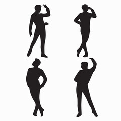 Silhouette of dancing people, vector illustration.