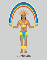 Illustration Vector Isolated of native indigenous God, Cuchavira, Rainbow and agriculture, Muisca, Chibcha.