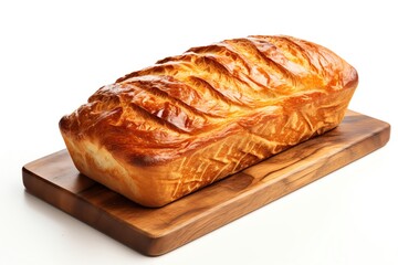 A ciabatta loaf on solid white background, single object