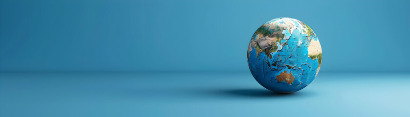 Global Travel Plans and Tour Itineraries: Photo Realistic Globe Icon with Text and Graphics on Blue Background