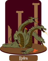 illustration vector isolated of  mythical creature, Hydra, greek mithology