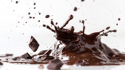 Fototapeta premium delectable chocolate splash on pure white background abstract food photography