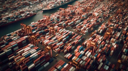 Obraz premium Vast Container Terminal at Sunset