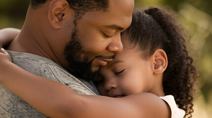 Fototapeta premium Father and daughter hugging each other