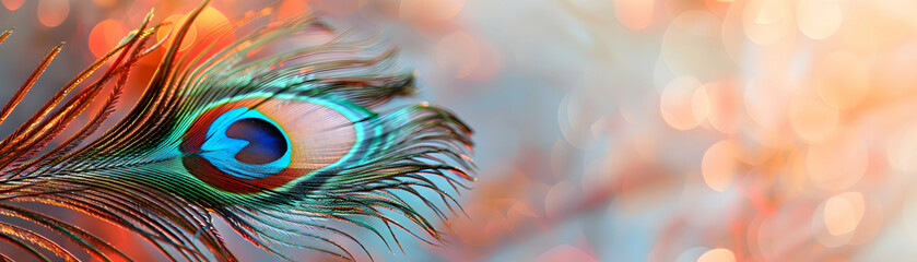 Obraz premium Peacock Feather Artistic Representation with Tricolor Elements: Symbolizing Pride and Heritage