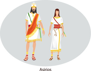 Illustration vector isolated of Asirian, traditional costumes, Asirios