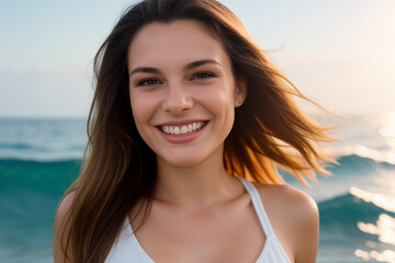  a beautiful young woman smiling