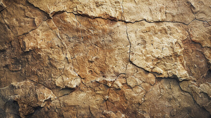 Close-up of textured stone surface with cracks and rough patterns, showcasing natural earthy tones and intricate details.