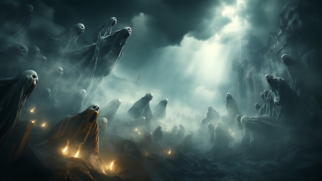 Haunted Ghosts - Apparitions, Spectre, Wraith, Halloween, Gothic, Spooky, Poltergeists, Spirits, Horror scene,