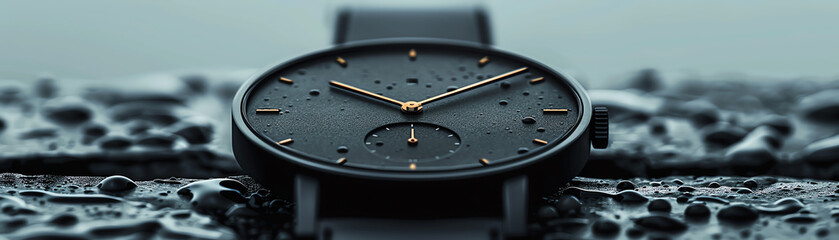 Minimalist Watch A sleek wristwatch with a simple design on a plain background