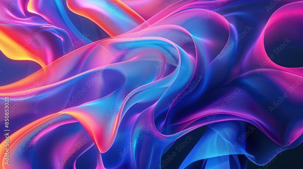 Poster dynamic digital abstract background with flowing shapes and vibrant colors