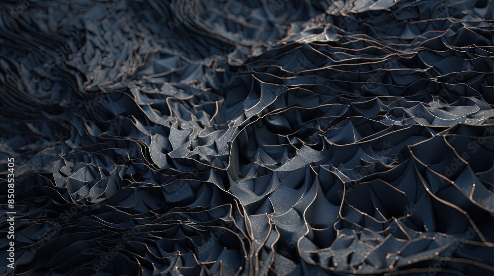 Poster scientific abstraction with futuristic textured tissue waves. tech background with close-up wave bio